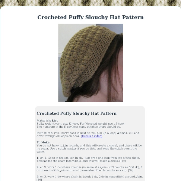Crocheted Puffy Slouchy Hat Pattern