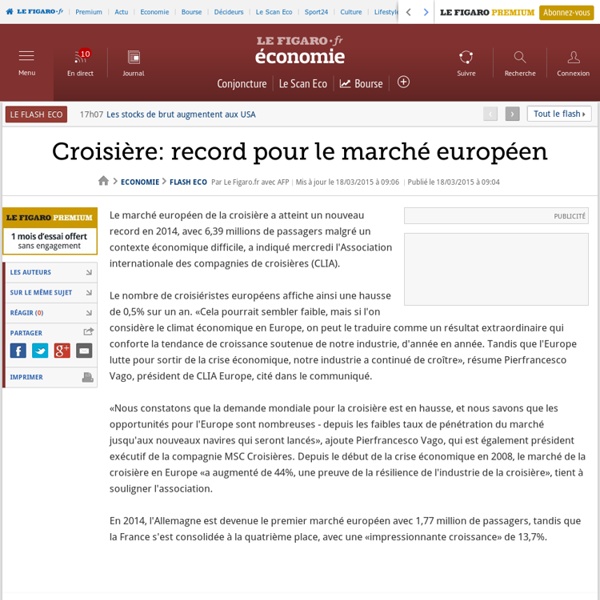 Croisière: record pour le marché européen