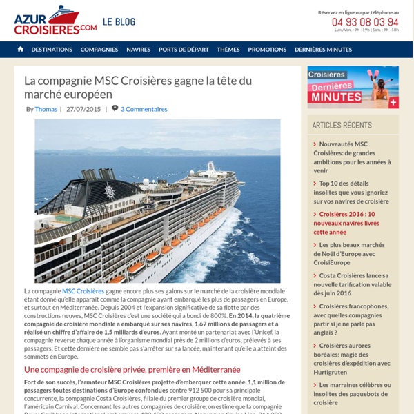 MSC Croisières leader du marché européen en Méditerranée
