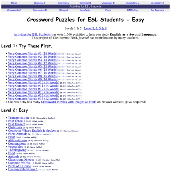 Crossword Puzzles for ESL Students - Easy (English Study Materials, ESL, EFL)