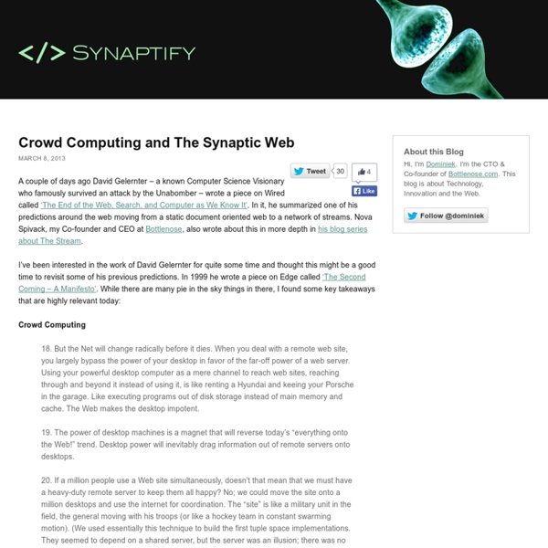 Crowd Computing and The Synaptic Web