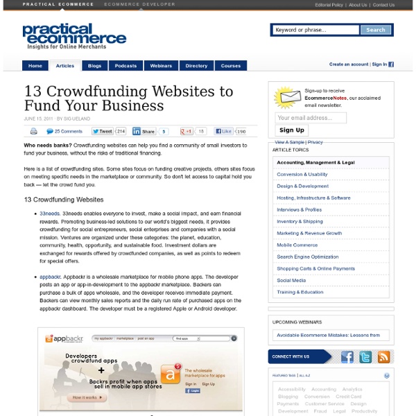 13 Crowdfunding Websites to Fund Your Business