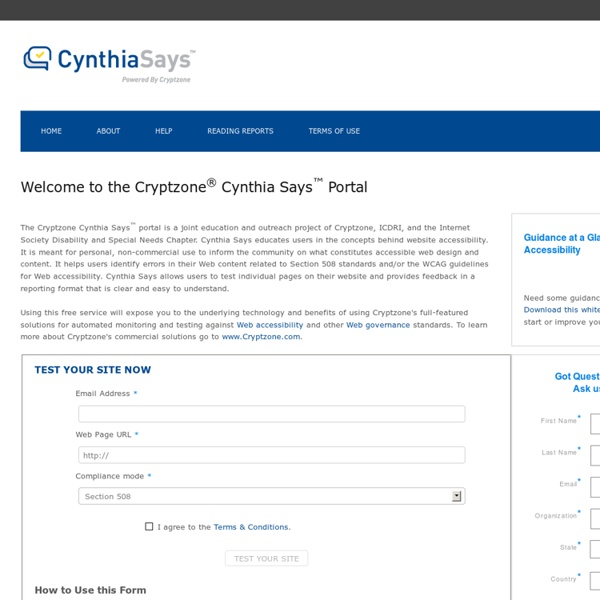 HiSoftware Cynthia Says Portal