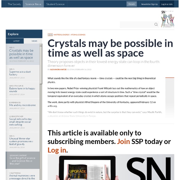 Crystals May Be Possible In Time As Well As Space