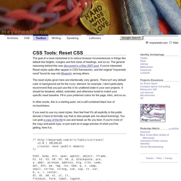 CSS Tools: Reset CSS
