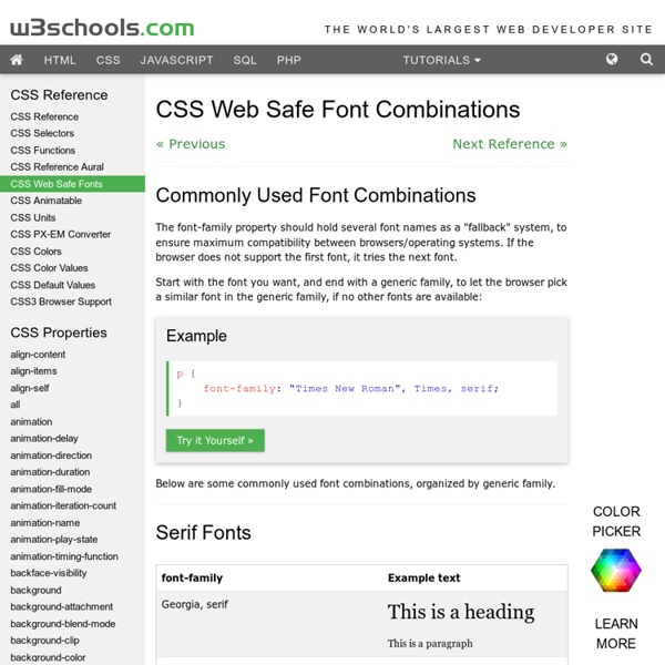 CSS Web Safe Fonts