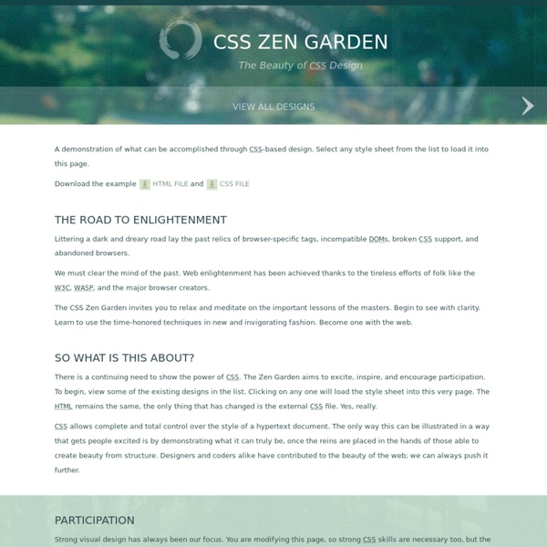 Css Zen Garden The Beauty in CSS Design Pearltrees