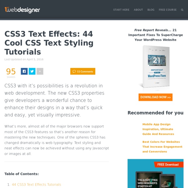 30 Useful and Cutting Edge CSS3 Text Effect and Web Typography Tutorials