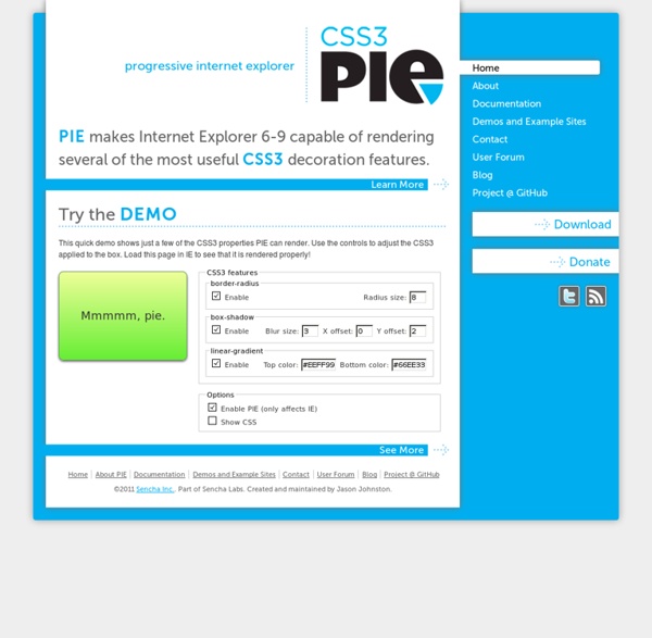 CSS3 PIE: CSS3 decorations for IE
