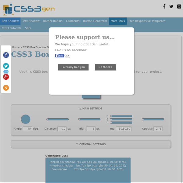 CSS3 Box Shadow Generator - CSS3gen