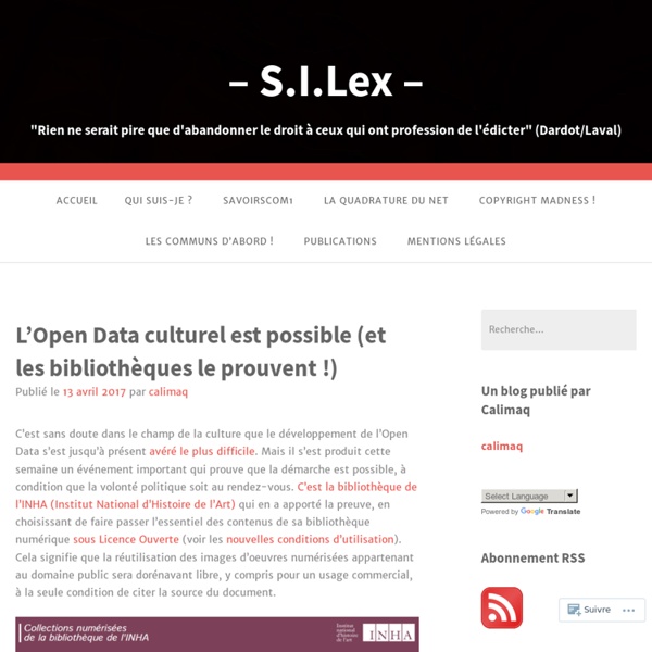 L’Open Data culturel est possible (et les bibliothèques le prouvent !) – – S.I.Lex –