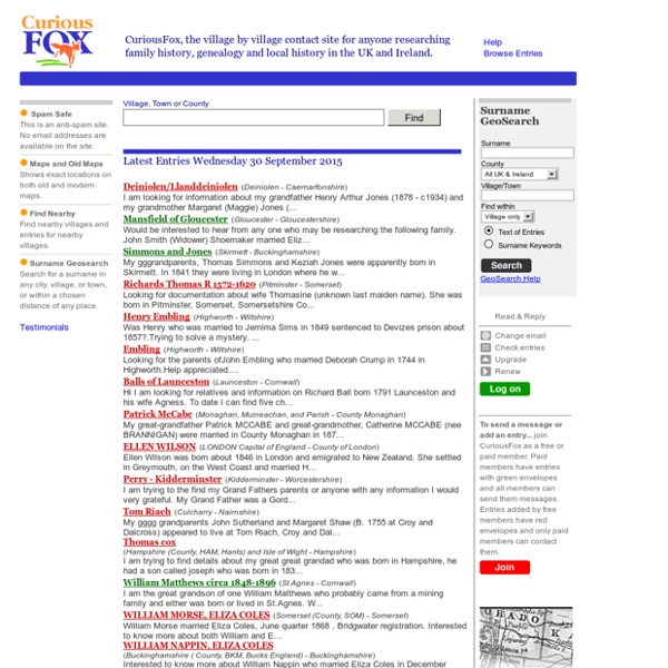 CuriousFox: UK Genealogy Message Boards