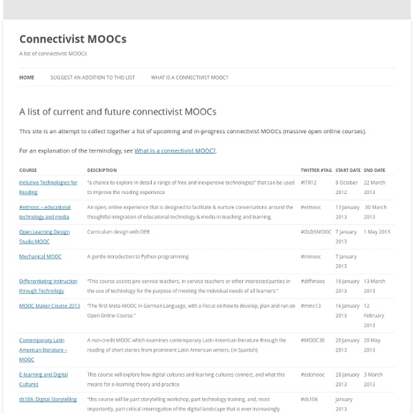 A list of current and future connectivist MOOCs