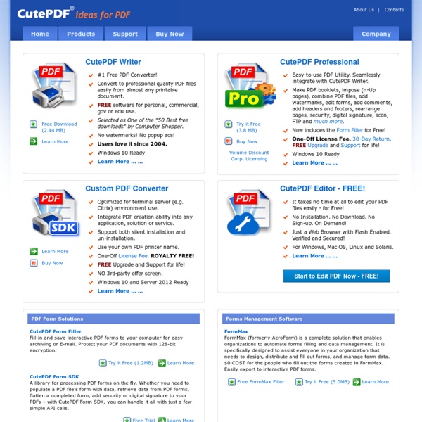 CutePDF - Convert to PDF for free, Free PDF Utilities, Save PDF Forms, Edit PDF easily.