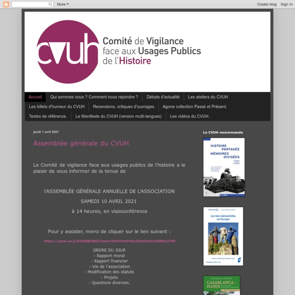 Site du CVUH (Comité de Vigilance face aux Usages Publics de l'Histoire)