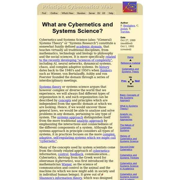 What are Cybernetics and Systems Science?