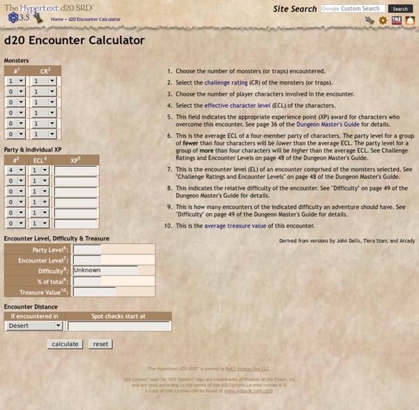 d20 Encounter Calculator