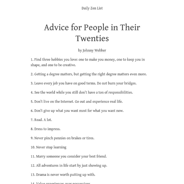 Advice for People in Their Twenties