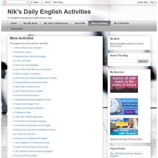 Nik's Daily English Activities: More Activities