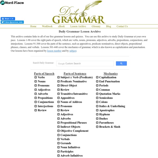 Daily Grammar Archive - Comprehensive archive of all of our grammar lessons and quizzes
