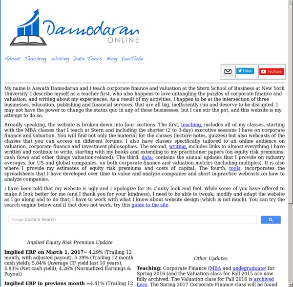 Damodaran Online: Home Page for Aswath Damodaran