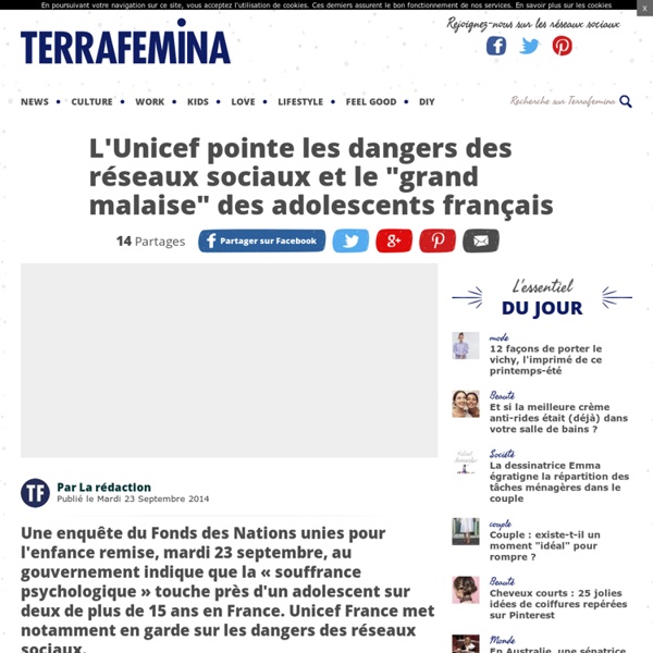 L'Unicef pointe les dangers des réseaux sociaux et le "grand malaise" des adolescents français