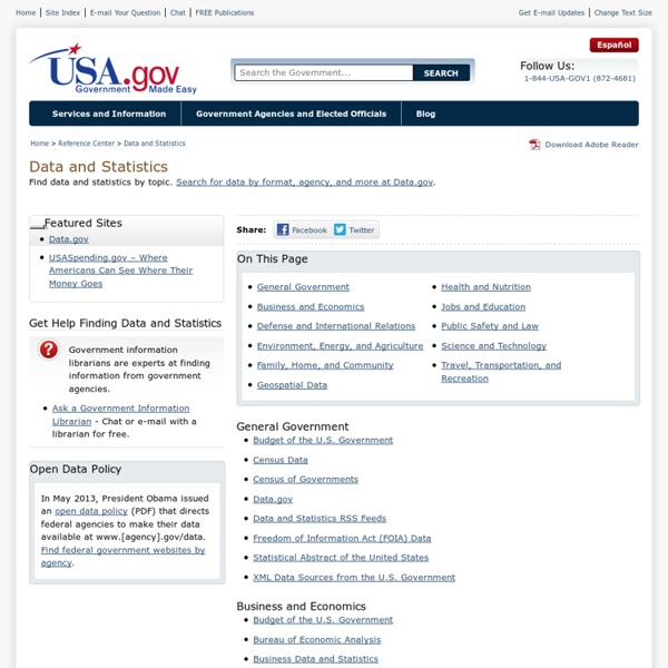 Data and Statistics – General Reference Resources, on FirstGov.gov