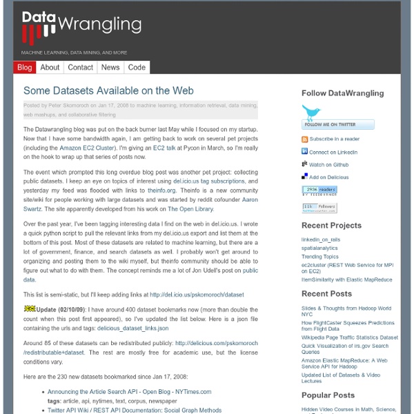 Some Datasets Available on the Web » Data Wrangling Blog