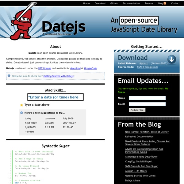 Datejs - An open-source JavaScript Date Library