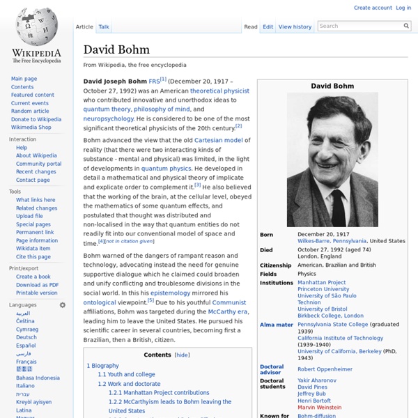 David Bohm - Wikipedia, the free encyclopedia - Pentadactyl