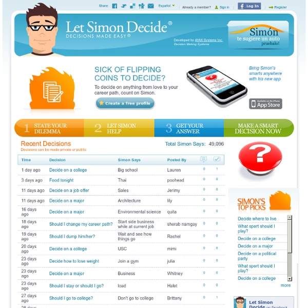 Decision making site that gives advice to help you make smart choices..