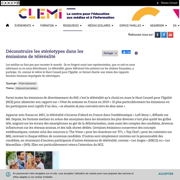 Déconstruire les stéréotypes dans les émissions de téléréalité - CLEMI
