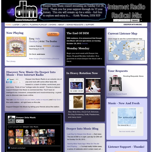 Discover New Music - Commercial Free Internet Radio - Rock, Pop and Alternative - Deeper Into Music