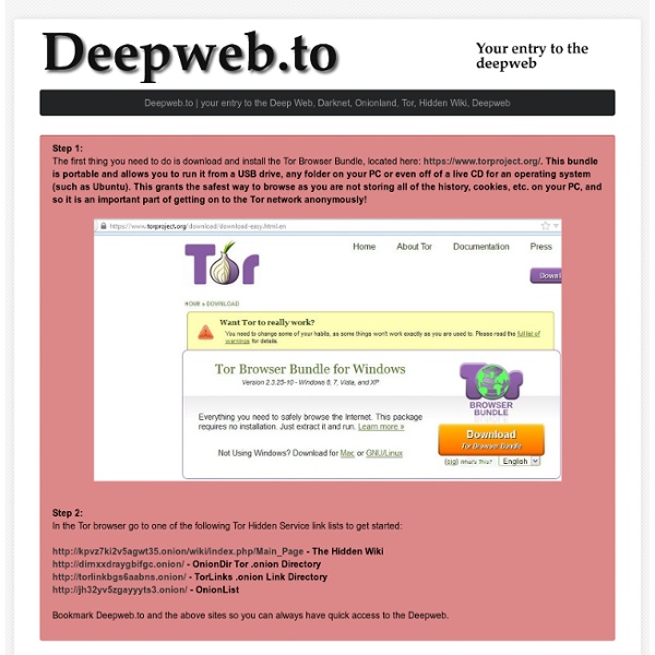 Your entry to the Deep Web, Darknet, Onionland, Tor, Hidden Wiki, Deepweb
