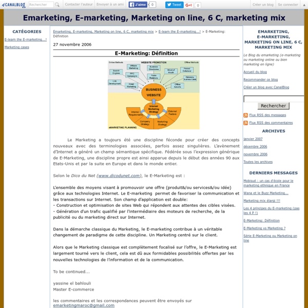 E-Marketing: Définition - Emarketing, E-marketing, Marketing on line, 6 C, marketing mix