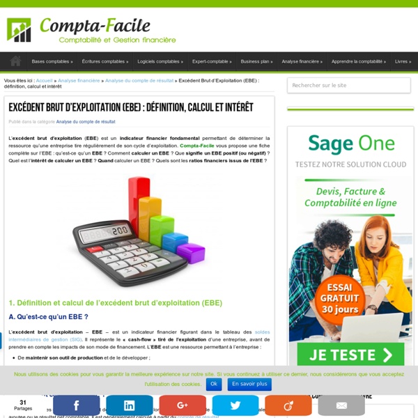 Définition, calcul et utilité de l'EBE (excédent brut d'exploitation)