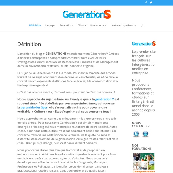Premier blog français sur la génération Y et définition