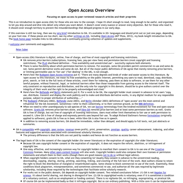 Open Access Overview (definition, introduction)