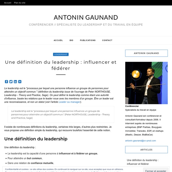 Une définition du leadership : influencer et fédérer - Antonin GAUNAND