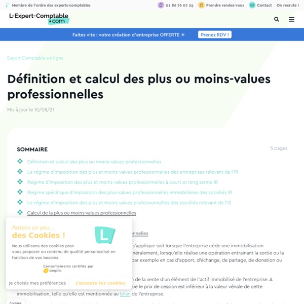 Définition et calcul des plus ou moins-values professionnelles