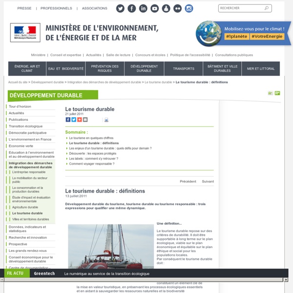 Le tourisme durable : définitions