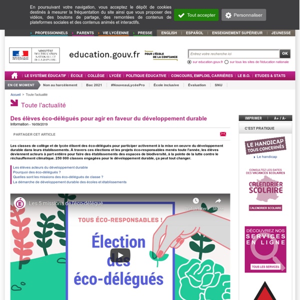 Des élèves éco-délégués pour agir en faveur du développement durable