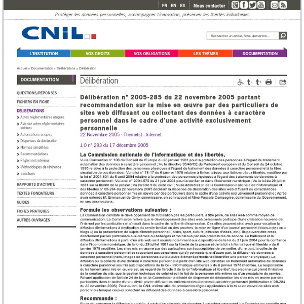 CNIL ET DONNEES PERSONNELLES