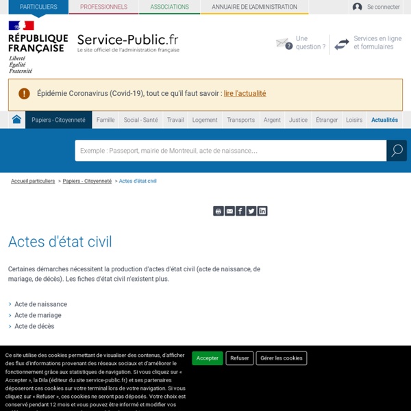 Service en ligne acte etat-civil.fr