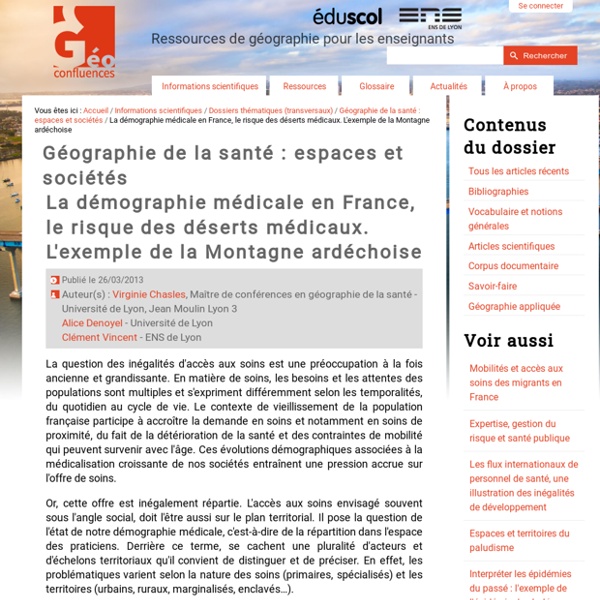 La démographie médicale en France, le risque des déserts médicaux. L'exemple de la Montagne ardéchoise