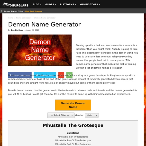 Demon Name Generator - Male & Female Demon Name Ideas