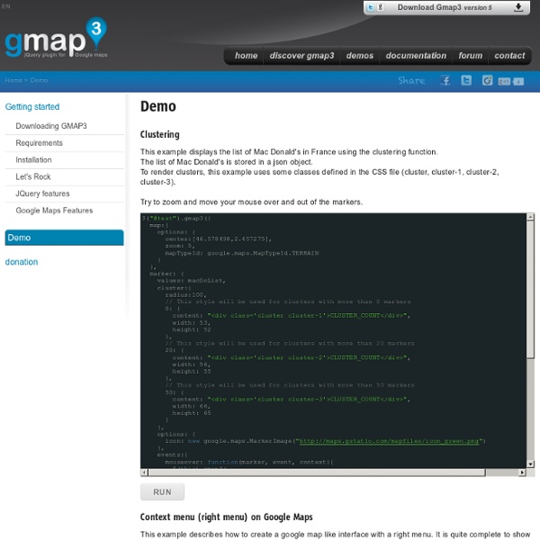 Demo : Demonstration uses jquery gmap3