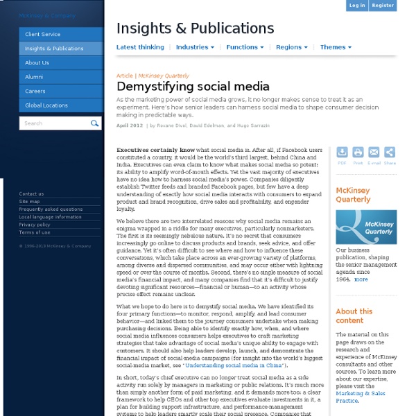 Demystifying social media - McKinsey Quarterly - Marketing & Sales - Digital Marketing