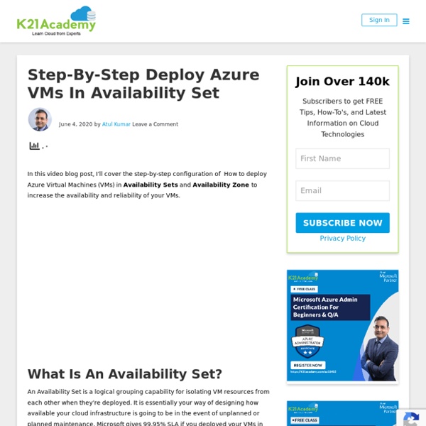 Step-By-Step Deploy Azure VMs In Availability Set- oracle Trainings