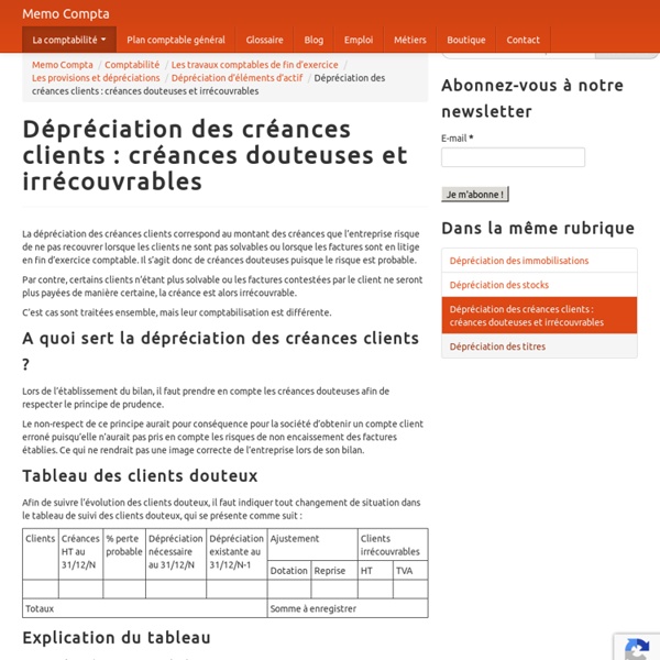 Dépréciation des créances clients : créances douteuses et irrécouvrables